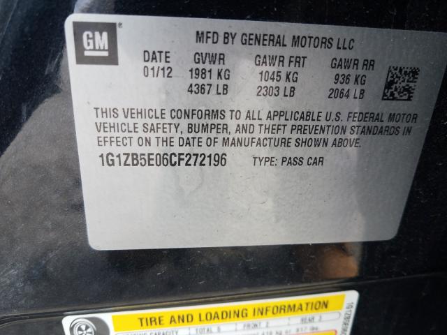 Photo 9 VIN: 1G1ZB5E06CF272196 - CHEVROLET MALIBU LS 