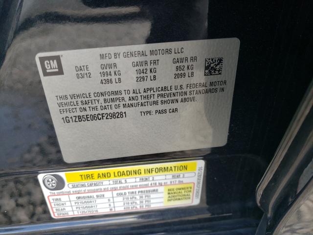 Photo 9 VIN: 1G1ZB5E06CF298281 - CHEVROLET MALIBU LS 