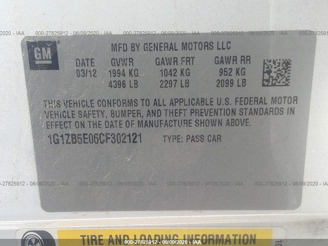 Photo 8 VIN: 1G1ZB5E06CF302121 - CHEVROLET MALIBU 