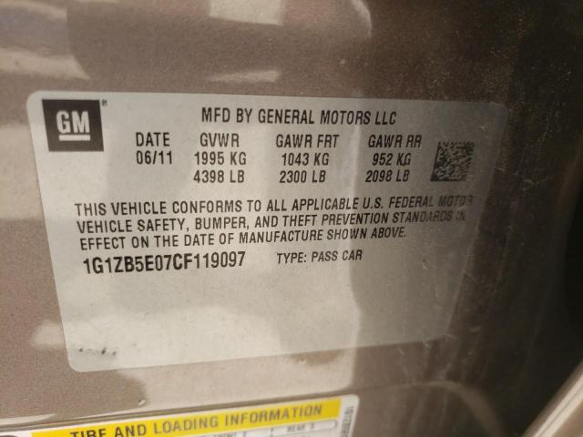 Photo 9 VIN: 1G1ZB5E07CF119097 - CHEVROLET MALIBU LS 