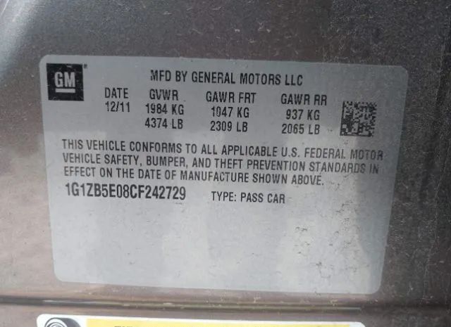 Photo 8 VIN: 1G1ZB5E08CF242729 - CHEVROLET MALIBU 