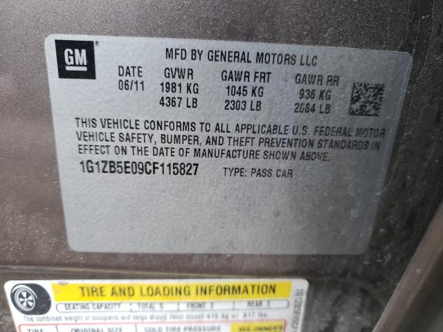 Photo 9 VIN: 1G1ZB5E09CF115827 - CHEVROLET MALIBU LS 