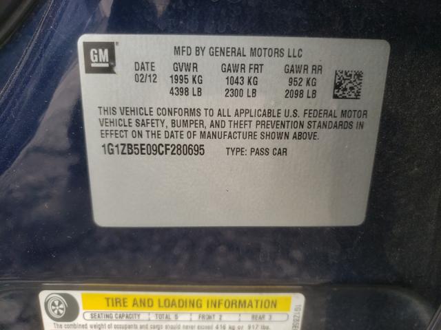 Photo 9 VIN: 1G1ZB5E09CF280695 - CHEVROLET MALIBU LS 