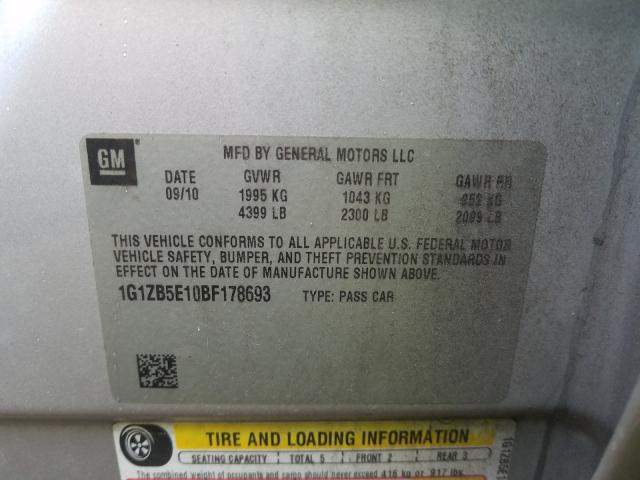 Photo 9 VIN: 1G1ZB5E10BF178693 - CHEVROLET MALIBU LS 