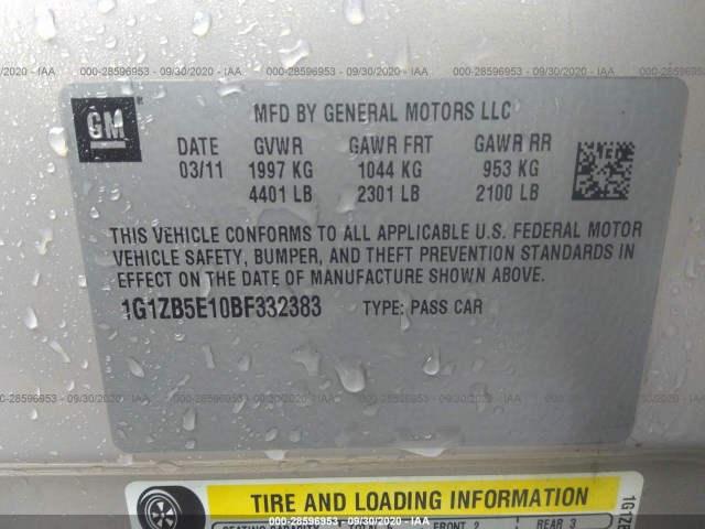 Photo 8 VIN: 1G1ZB5E10BF332383 - CHEVROLET MALIBU 