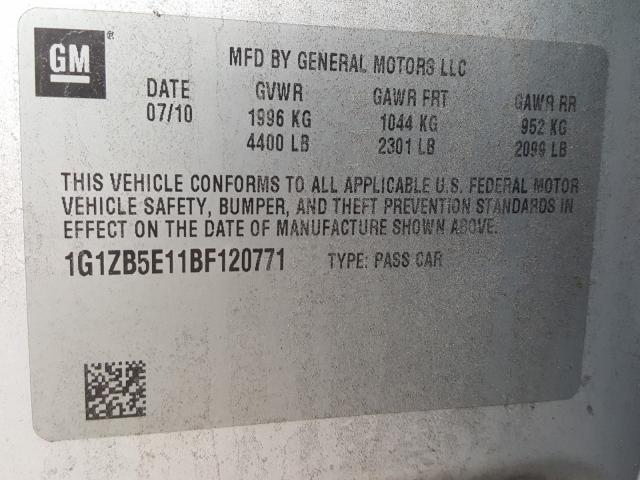 Photo 9 VIN: 1G1ZB5E11BF120771 - CHEVROLET MALIBU LS 