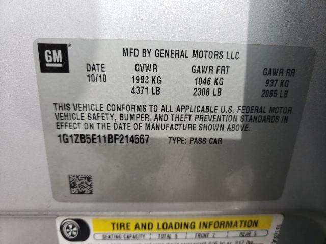 Photo 9 VIN: 1G1ZB5E11BF214567 - CHEVROLET MALIBU LS 