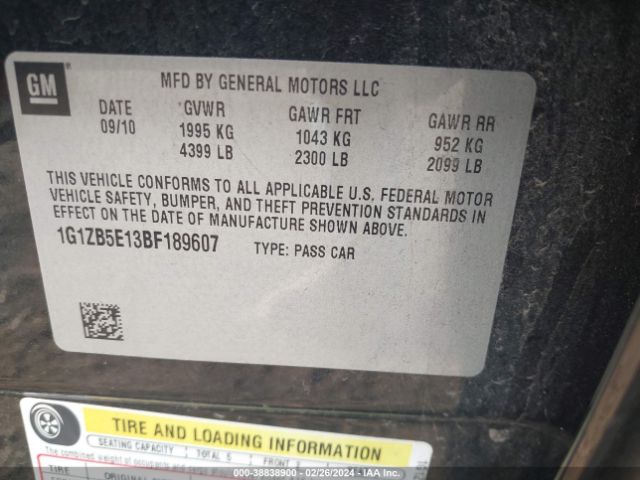 Photo 8 VIN: 1G1ZB5E13BF189607 - CHEVROLET MALIBU 