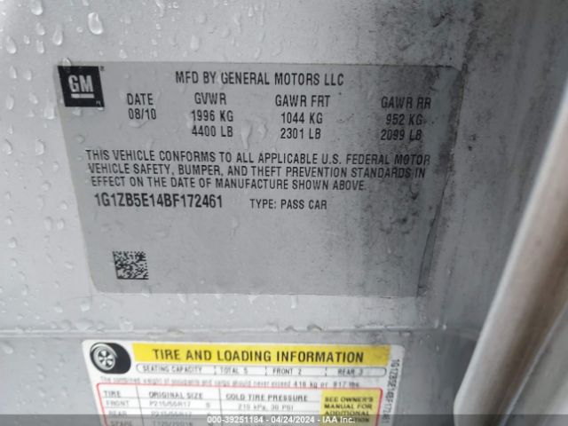 Photo 8 VIN: 1G1ZB5E14BF172461 - CHEVROLET MALIBU LS1 