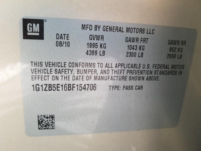 Photo 9 VIN: 1G1ZB5E16BF154706 - CHEVROLET MALIBU LS 