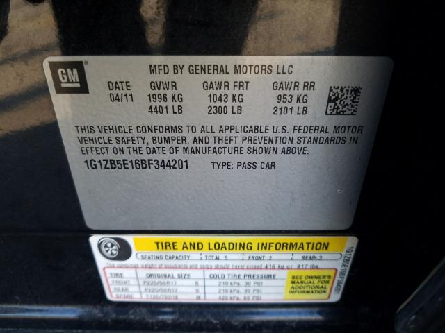 Photo 9 VIN: 1G1ZB5E16BF344201 - CHEVROLET MALIBU LS 