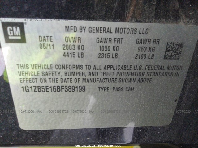 Photo 8 VIN: 1G1ZB5E16BF389199 - CHEVROLET MALIBU 