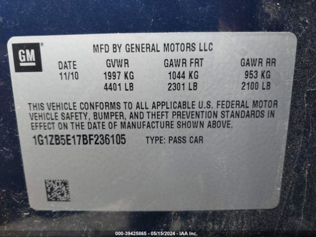 Photo 8 VIN: 1G1ZB5E17BF236105 - CHEVROLET MALIBU 