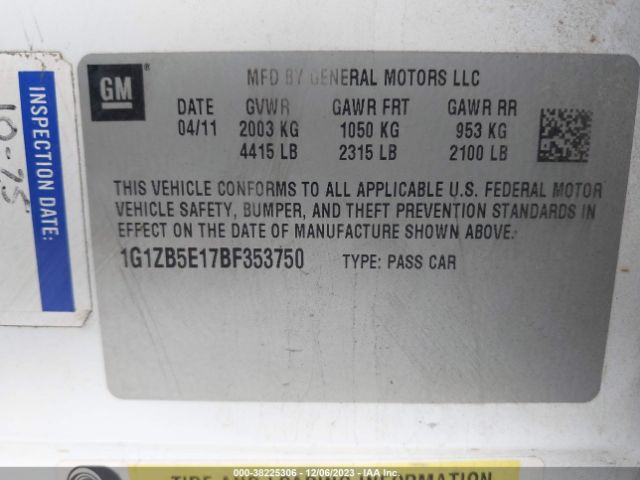 Photo 8 VIN: 1G1ZB5E17BF353750 - CHEVROLET MALIBU 