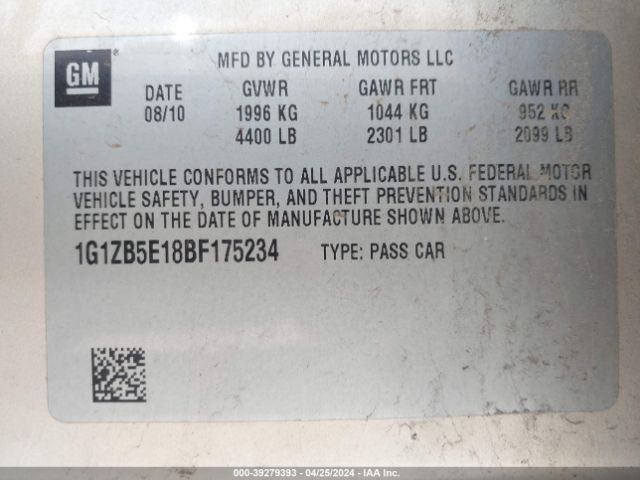 Photo 8 VIN: 1G1ZB5E18BF175234 - CHEVROLET MALIBU 