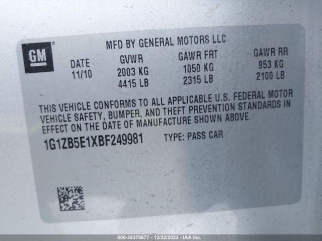 Photo 8 VIN: 1G1ZB5E1XBF249981 - CHEVROLET MALIBU 