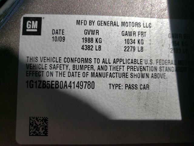 Photo 9 VIN: 1G1ZB5EB0A4149780 - CHEVROLET MALIBU LS 