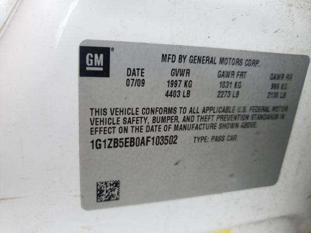 Photo 9 VIN: 1G1ZB5EB0AF103502 - CHEVROLET MALIBU LS 