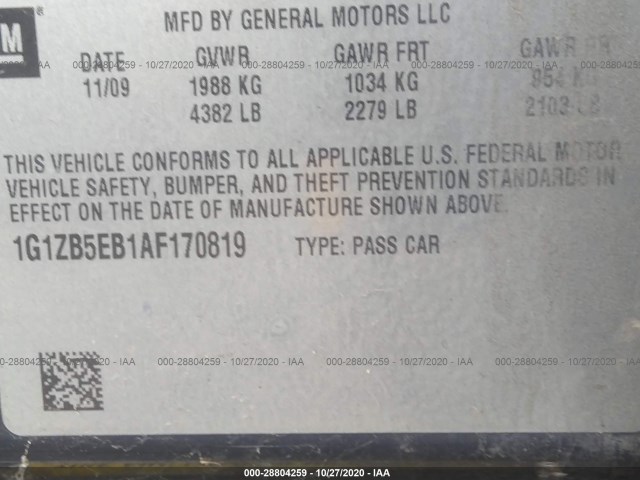 Photo 8 VIN: 1G1ZB5EB1AF170819 - CHEVROLET MALIBU 