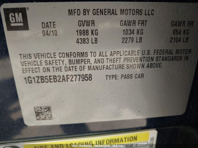 Photo 8 VIN: 1G1ZB5EB2AF277958 - CHEVROLET MALIBU 