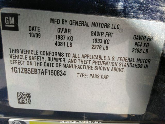 Photo 8 VIN: 1G1ZB5EB7AF150834 - CHEVROLET MALIBU 