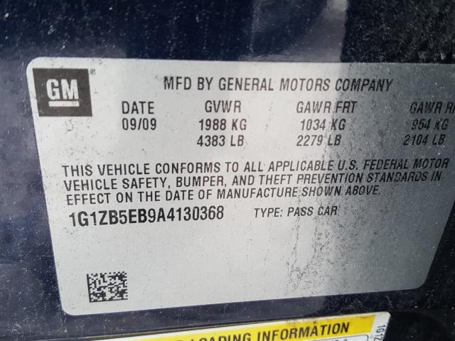 Photo 9 VIN: 1G1ZB5EB9A4130368 - CHEVROLET MALIBU LS 