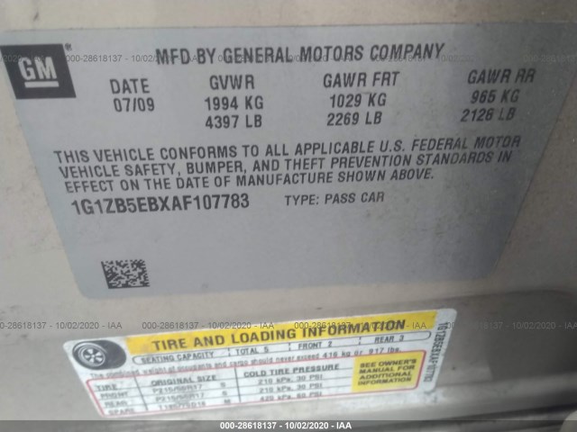 Photo 8 VIN: 1G1ZB5EBXAF107783 - CHEVROLET MALIBU 