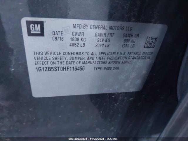 Photo 8 VIN: 1G1ZB5ST0HF116466 - CHEVROLET MALIBU 