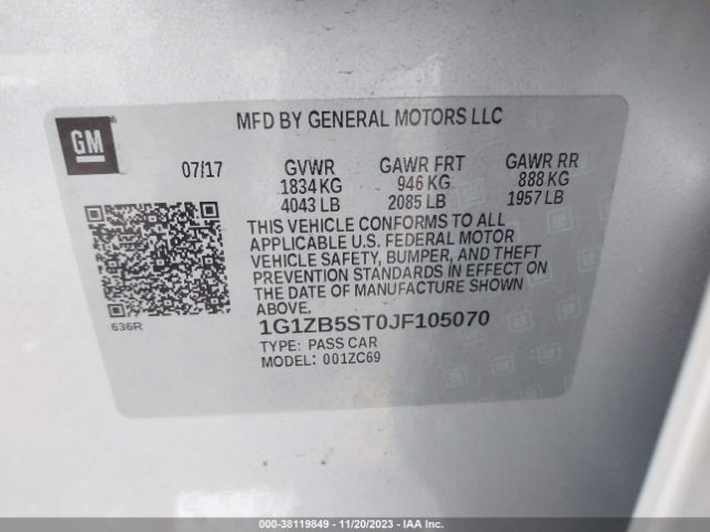 Photo 8 VIN: 1G1ZB5ST0JF105070 - CHEVROLET MALIBU 