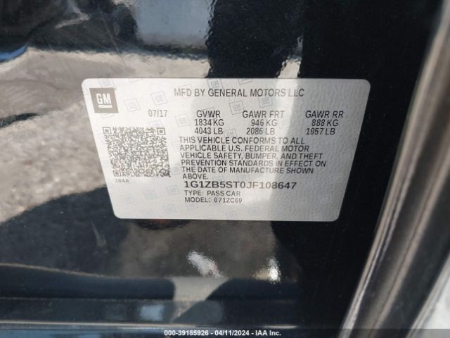 Photo 8 VIN: 1G1ZB5ST0JF108647 - CHEVROLET MALIBU 