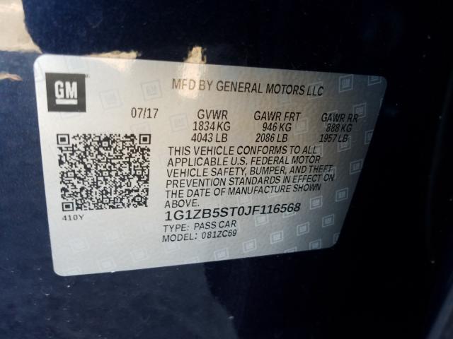 Photo 9 VIN: 1G1ZB5ST0JF116568 - CHEVROLET MALIBU LS 