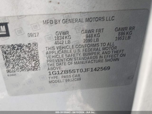 Photo 8 VIN: 1G1ZB5ST0JF142569 - CHEVROLET MALIBU 