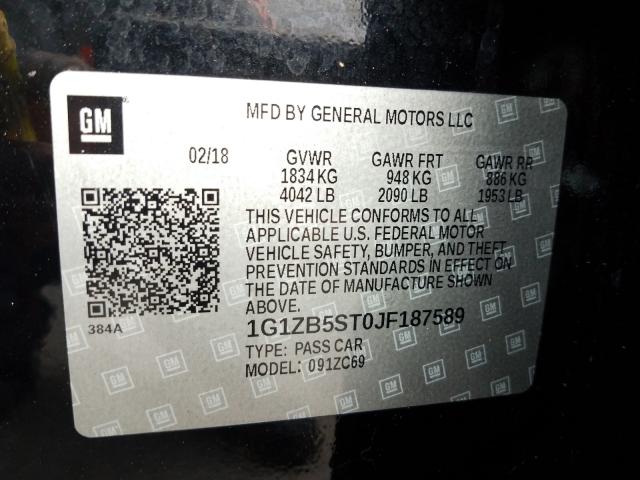 Photo 9 VIN: 1G1ZB5ST0JF187589 - CHEVROLET MALIBU LS 