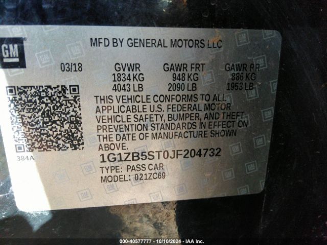 Photo 8 VIN: 1G1ZB5ST0JF204732 - CHEVROLET MALIBU 