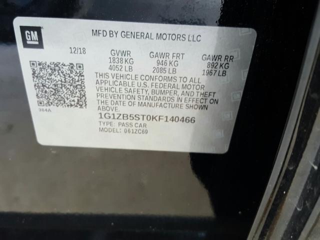 Photo 9 VIN: 1G1ZB5ST0KF140466 - CHEVROLET MALIBU LS 