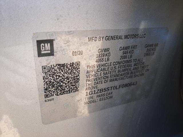 Photo 9 VIN: 1G1ZB5ST0LF080643 - CHEVROLET MALIBU LS 