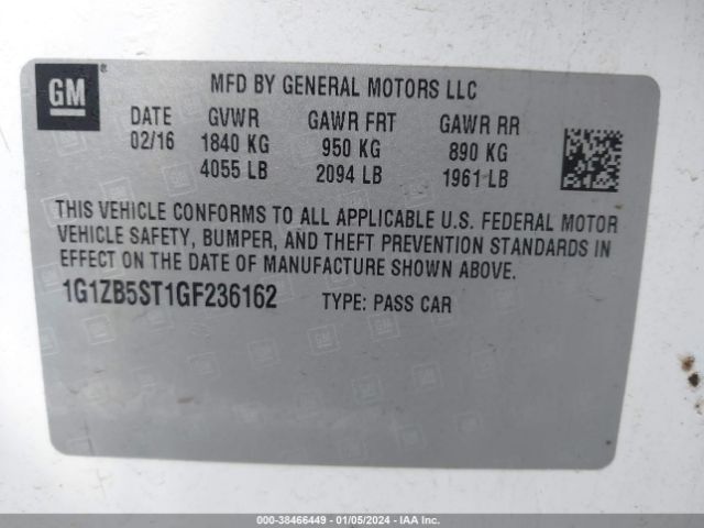 Photo 8 VIN: 1G1ZB5ST1GF236162 - CHEVROLET MALIBU 