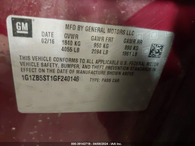 Photo 8 VIN: 1G1ZB5ST1GF240146 - CHEVROLET MALIBU 