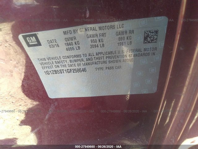 Photo 8 VIN: 1G1ZB5ST1GF258646 - CHEVROLET MALIBU 