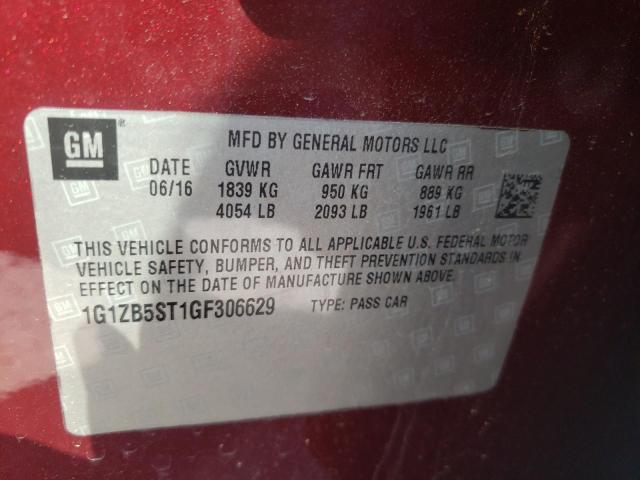 Photo 9 VIN: 1G1ZB5ST1GF306629 - CHEVROLET MALIBU LS 