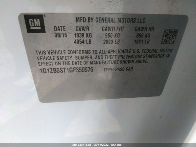 Photo 8 VIN: 1G1ZB5ST1GF359976 - CHEVROLET MALIBU 