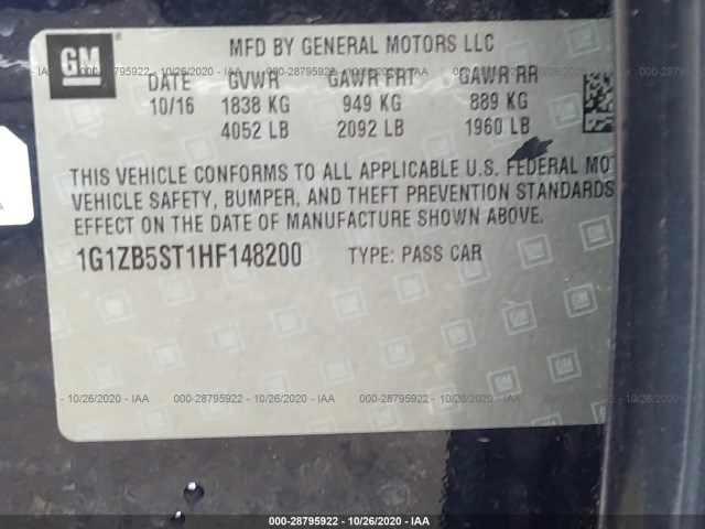 Photo 8 VIN: 1G1ZB5ST1HF148200 - CHEVROLET MALIBU 