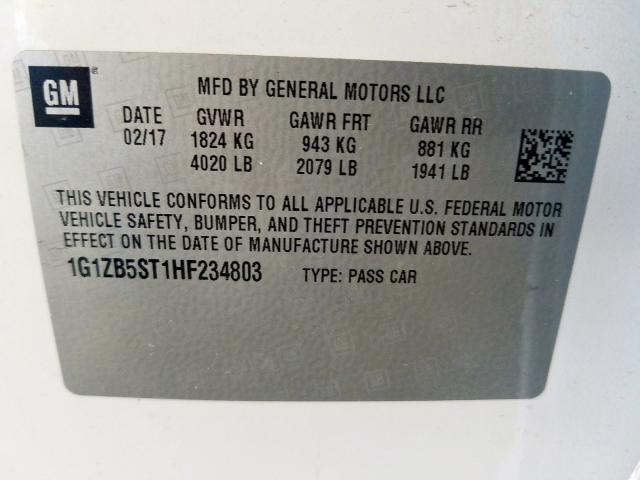 Photo 9 VIN: 1G1ZB5ST1HF234803 - CHEVROLET MALIBU LS 