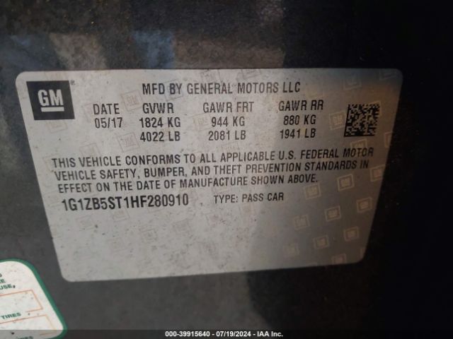 Photo 8 VIN: 1G1ZB5ST1HF280910 - CHEVROLET MALIBU 