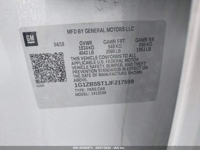 Photo 8 VIN: 1G1ZB5ST1JF217599 - CHEVROLET MALIBU 