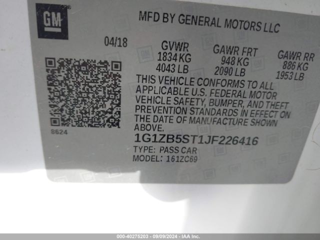 Photo 8 VIN: 1G1ZB5ST1JF226416 - CHEVROLET MALIBU 