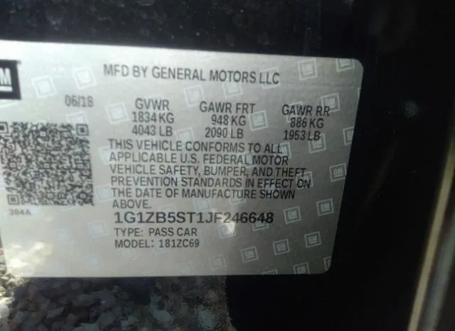 Photo 8 VIN: 1G1ZB5ST1JF246648 - CHEVROLET MALIBU 