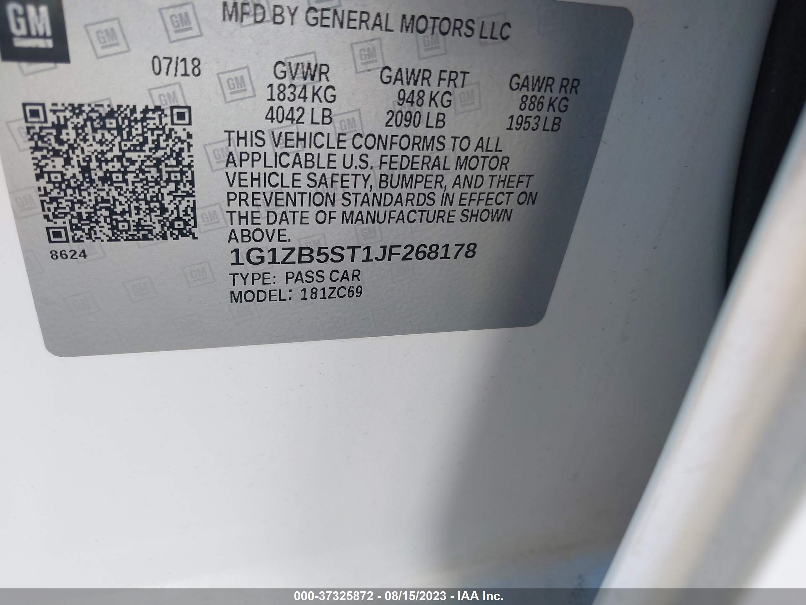 Photo 8 VIN: 1G1ZB5ST1JF268178 - CHEVROLET MALIBU 