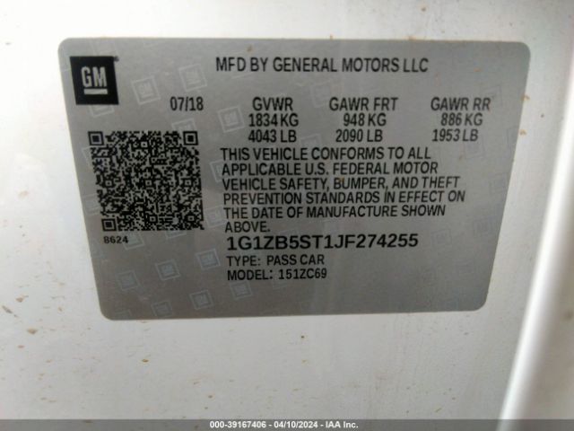 Photo 8 VIN: 1G1ZB5ST1JF274255 - CHEVROLET MALIBU 