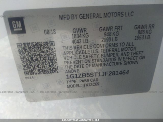 Photo 8 VIN: 1G1ZB5ST1JF281464 - CHEVROLET MALIBU 